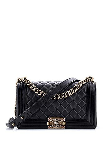 Chanel Boy Flap Bag Quilted Lambskin with Jewels Old Medium (view 1)