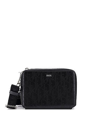 Christian Dior Double Zip Crossbody Pouch Oblique Galaxy Leather (view 1)