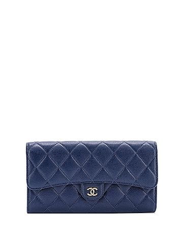 Chanel CC Gusset Classic Flap Wallet Quilted Caviar Long (view 1)