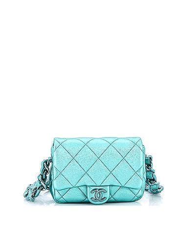Chanel Short Lacquererd Chain CC Flap Bag Metallic Quilted Lambskin Mini (view 1)