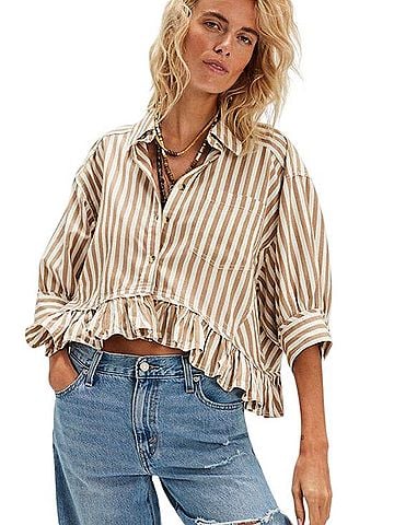 Free People Bailey Stripe Shirt Short Sleeve T-Shirt (view 1)
