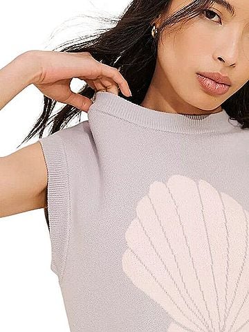 Anthropologie Flat White Shell Side Tie Knit Vest Sleeveless T-Shirt (view 1)