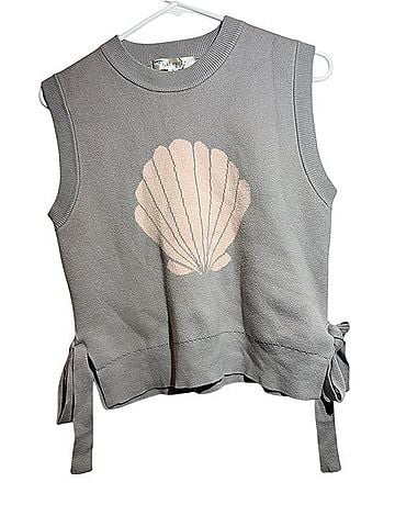 Anthropologie Flat White Shell Side Tie Knit Vest Sleeveless T-Shirt (view 2)