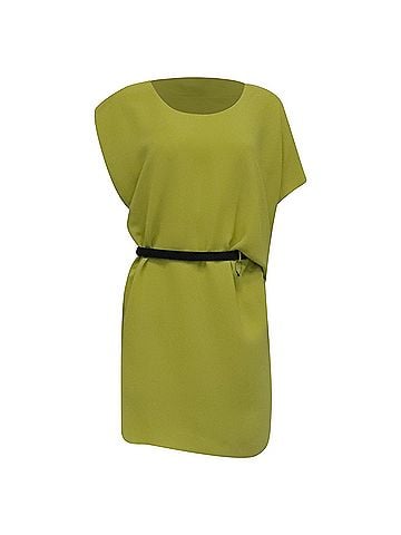 Diane von Furstenberg Diane Von Furstenberg Belted Mini Dress in Lime Green Triacetate (view 1)