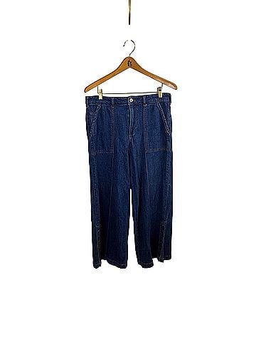 Pilcro and the Letterpress Dark Wash Crop Button Snap Wide-Leg Jeans (view 1)