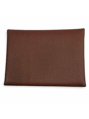 Hermès HERMES Calvi Duo Veau Epsom Leather TERRE Wallet/Coin Case, K Stamp, Made in France, Men's, with Box (view 1)