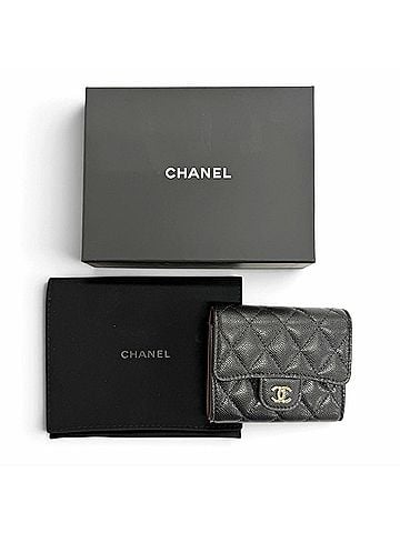 Chanel CHANEL AP0229 Caviar Skin Coco Mark Matelassé Timeless Classic Line Flap Compact Wallet Tri-fold Black Gold Hardware Made in Italy Women's Comes with Box (view 2)