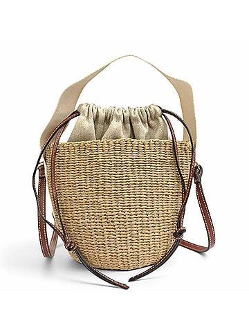 Chloé Chloé Chloe CHC23AS381L1826Y Woody Small Basket Bag, Paper Leather, 2-Way, Beige, Shoulder Made in Spain, Women's, with Dust Bag (view 1)