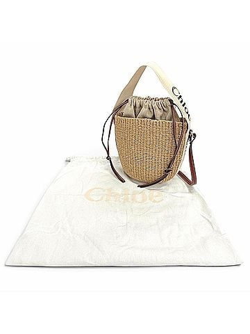 Chloé Chloé Chloe CHC23AS381L1826Y Woody Small Basket Bag, Paper Leather, 2-Way, Beige, Shoulder Made in Spain, Women's, with Dust Bag (view 2)