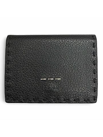 Fendi FENDI 7M0280 Selleria Leather Compact Tri-fold Wallet, Black, Men's, with Box and Dust Bag, Highly Recommended (view 1)