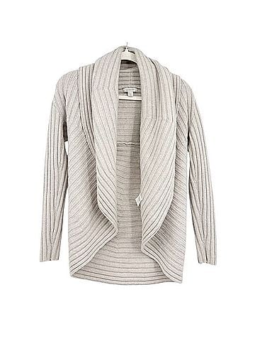 Garnet Hill Merino Wool Ribbed Draped Open Front Cardigan Wool Cardigan (view 1)