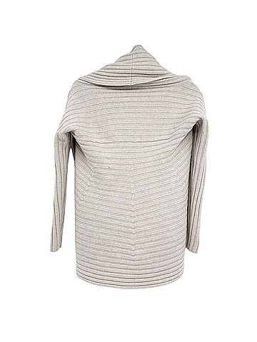 Garnet Hill Merino Wool Ribbed Draped Open Front Cardigan Wool Cardigan (view 2)
