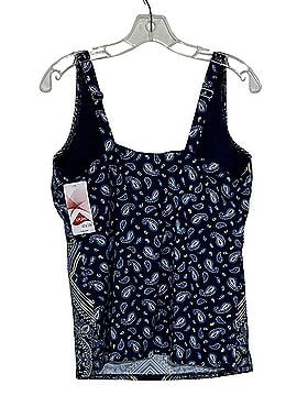 Lands' End Deep Sea Navy Squareneck Paisley Tankini Top Swimsuit Top (view 2)