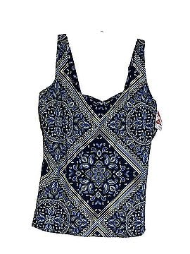 Lands' End Deep Sea Navy Squareneck Paisley Tankini Top Swimsuit Top (view 1)