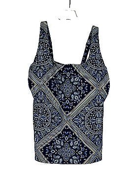 Lands' End Deep Sea Navy Paisley Square Neck Underwire Tankini Top Swimsuit Top (view 1)