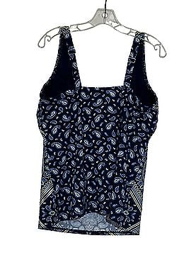 Lands' End Deep Sea Navy Paisley Square Neck Underwire Tankini Top Swimsuit Top (view 2)