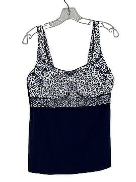 Lands' End Deep Sea Mixed Medallion Square neck Tankini top Swimsuit Top (view 1)
