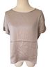 catherinegee 100% Silk Silver Gray Short Sleeve Blouse Size L - photo 1