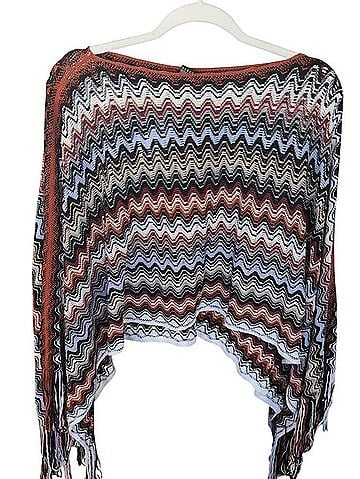 Missoni Multicolor Chevron Fringe Knit Poncho Poncho (view 1)