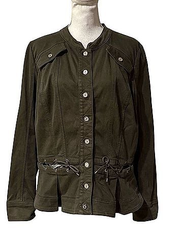 White House Black Market Sergeant Grommet Peplum Jacket Jacket (view 1)