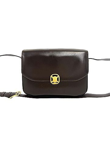 Céline CELINE Vintage Blazon Leather Shoulder Bag/Pochette, Brown, 977-7 (view 1)