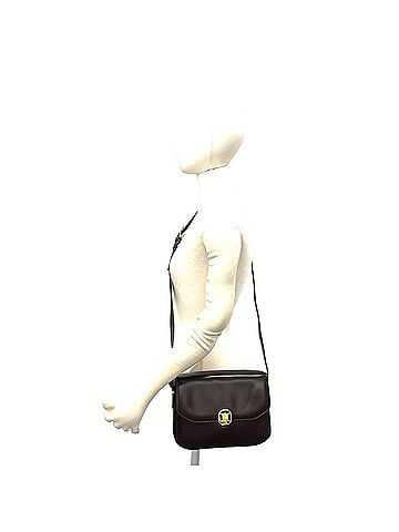 Céline CELINE Vintage Blazon Leather Shoulder Bag/Pochette, Brown, 977-7 (view 2)