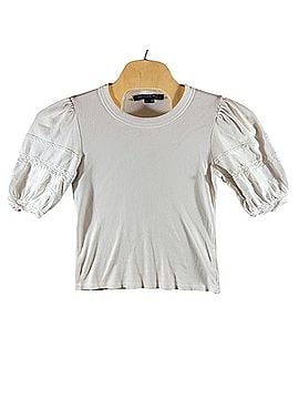 Veronica Beard Jeans Pima Cotton Ribbed Puff Sleeve Lace Trim Top Short Sleeve T-Shirt (view 1)
