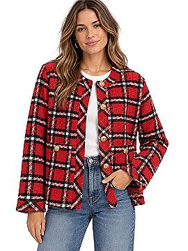 English Factory Plaid Boucle Jacket Jacket (view 2)