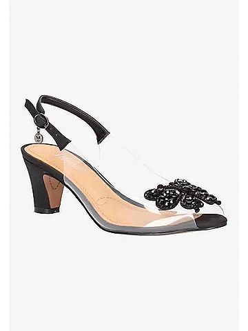 J. Renee Women's Kerensa Sling Back Pumps in Clear/Black (view 2)
