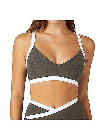 Beyond Yoga Spacedye Outlines Bra in True Gray Heather/Cloud White (view 2)
