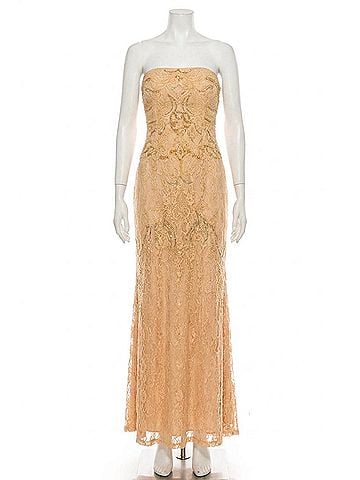 Adrianna Papell Beaded And Sequin Strapless Dress in Champagne (view 1)