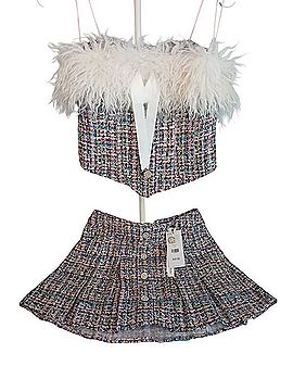 Akira Tweed Corset Set with Pleated Mini Casual Skirt (view 1)
