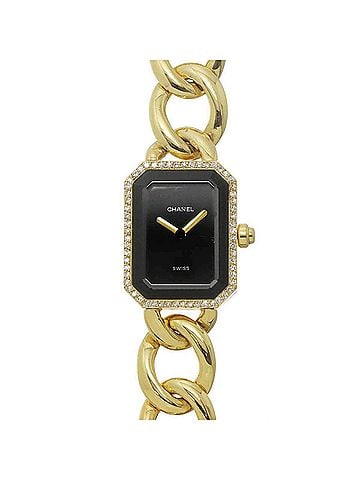 Chanel Chanel Premiere Large Size H0113 Women's Watch with Diamond Bezel, Buckle, Black, 18K Yellow Gold, Solid Quartz Movement. (view 1)