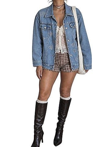 The Quacker Factory Vintage Denim Heart-Stud Jacket Denim Jacket (view 1)