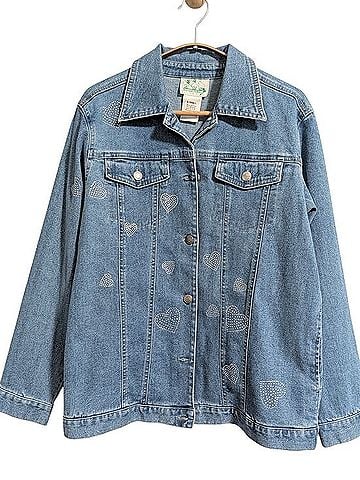 The Quacker Factory Vintage Denim Heart-Stud Jacket Denim Jacket (view 2)