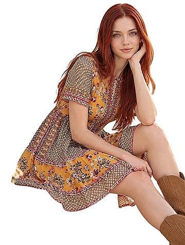 Seen Worn Kept Carmel Embroidered Tunic Casual Dress (view 2)