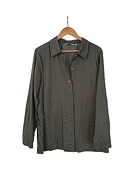 Soft Surroundings Olive Green Button-Front Shirt Jacket Long Sleeve T-Shirt (view 1)