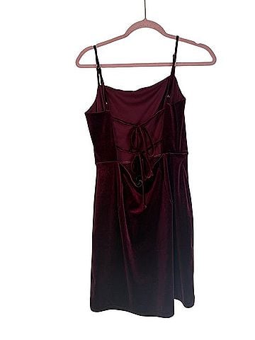 Urban Outfitters Burgundy Velvet Mini Slip Dress Casual Dress (view 2)