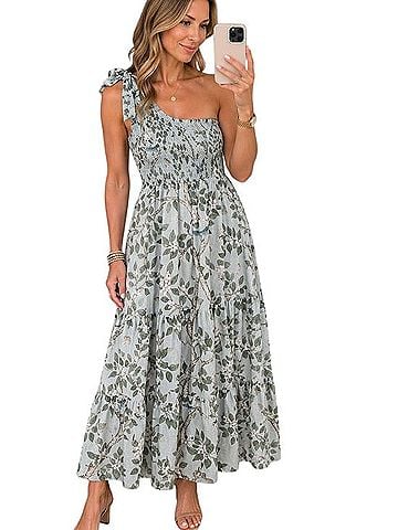 Anthropologie LaurenOne-Shoulder Botanical Maxi Dress Casual Dress (view 1)