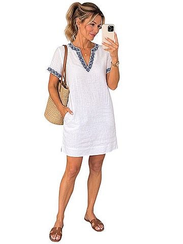 Tommy Bahama Two Palms Coastal Tiles Shift Dress Casual Dress (view 1)