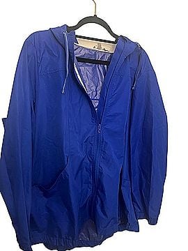Talbots Royal Blue Hooded Windbreaker Jacket Windbreaker (view 1)