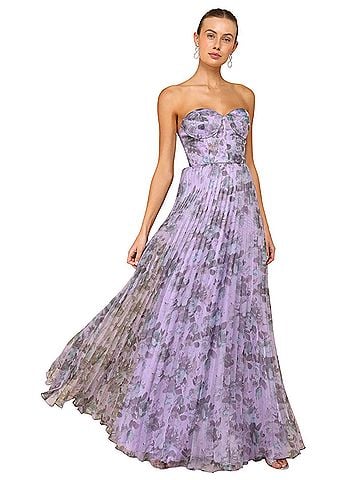 Lulus MOST BEAUTIFUL DAY PURPLE MULTI FLORAL PRINT ORGANZA MAXI DRESS Cocktail Dress (view 1)