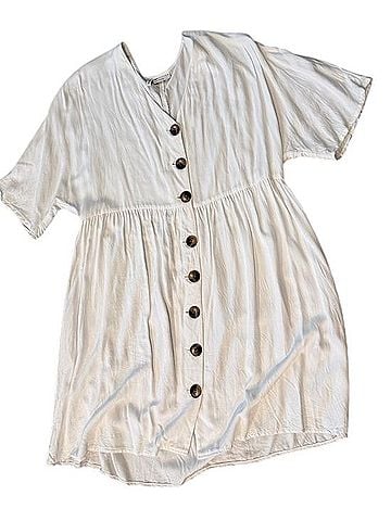 ASOS DESIGN White Button-Front Babydoll Mini Dress Casual Dress (view 1)