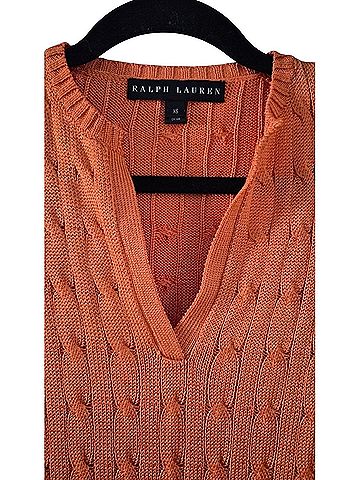 Ralph Lauren Black Label 100% Silk Orange Cable Knit Mini Casual Dress (view 2)