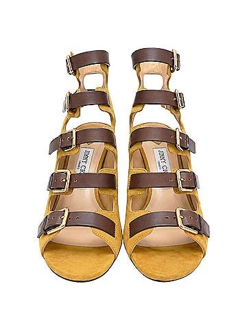 Jimmy Choo Jimmy Choo Trick 110 Buckled Sandal Heels in Yellow Suede (view 2)