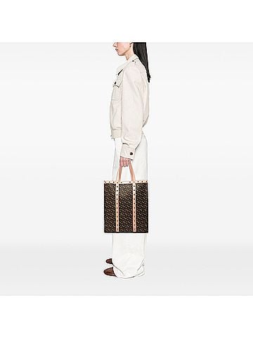 Burberry TB Monogram E Canvas and Studded Leather Vertical Tote (view 2)