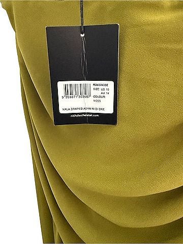 Nicholas Olive Green One-Shoulder Draped Gown Cocktail Dress (view 2)