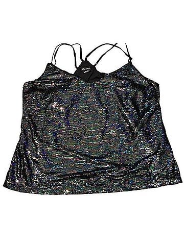 City Chic Black Multicolor Iridescent Sequin Cami Tank Top (view 1)