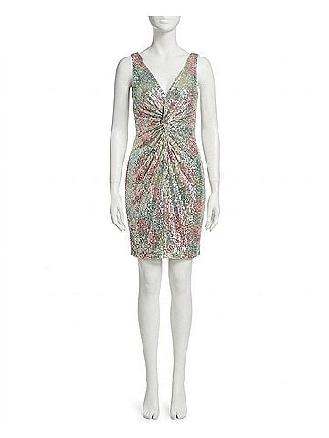 Nicole Miller Tiffany Sequin V-Neck Mini Dress in Pastel Tie Dye (view 1)