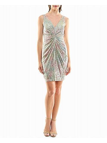 Nicole Miller Tiffany Sequin V-Neck Mini Dress in Pastel Tie Dye (view 2)